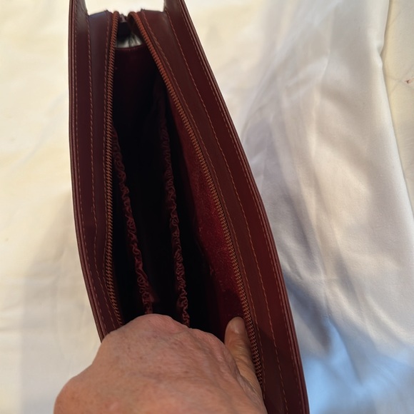 CARTIER Leather Bordeaux Clutch with Outer pocket. 10”x8x2” - Picture 7 of 14